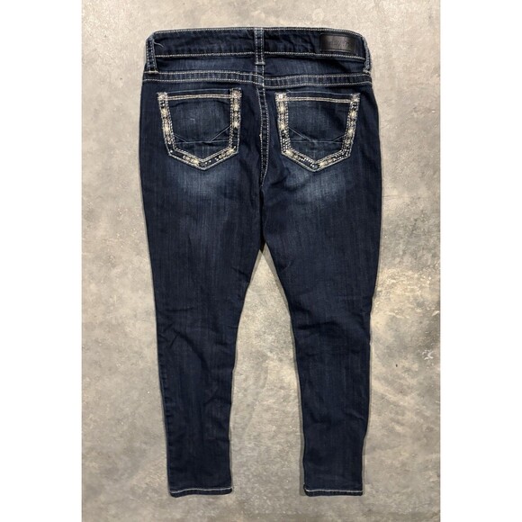Daytrip Buckle Lynx Skinny Denim Ankle Jeans Rhinestone Dark Wash Womens 28 - Picture 2 of 4
